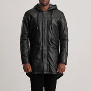 Detailansicht of Hooded &amp; Zipper with Placket Hardware on Delvin Tan Leather Parka