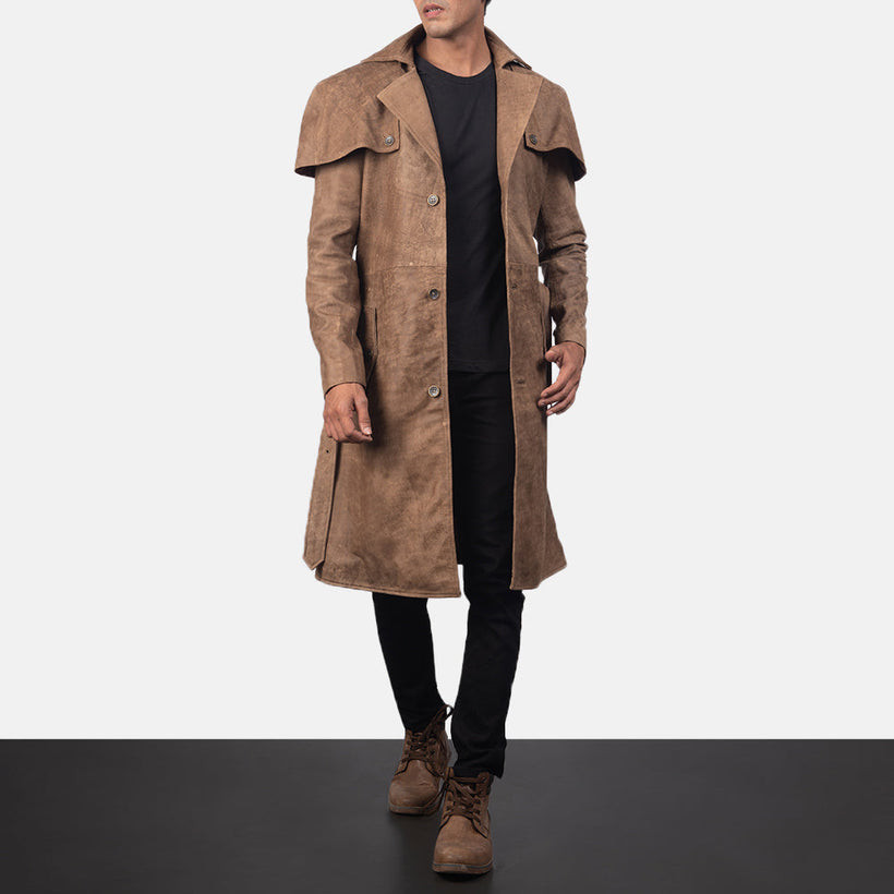 Deux Braun Leather Duster für Herren