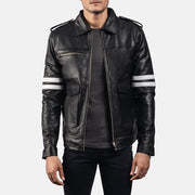 Dragonhide Schwarz Lederjacke für Herren - Seitenansicht mit ergonomischem Ärmelschnitt