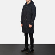 Black Synthetic Wool Trench Coat - Rückansicht mit passgenauen Schultern &amp; sauberem Saum