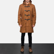 
Detailansicht of Shirt with Removable Hood & Toggle Buttons with Placket & Zipper Hardware on Drake Khaki Wool Duffle Coat