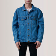 Dark Blue Full-Grain leather Jacket - Rückansicht mit passgenauen Schultern &amp; sauberem Saum