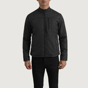 Detailansicht of Classic Collar &amp; Zipper Hardware on Elliot Schwarz Lightweight Lederjacke für Herren