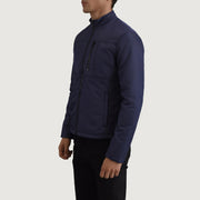 Blue Full-Grain Leather Winter Jacket - Rückansicht mit passgenauen Schultern &amp; sauberem Saum