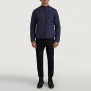 Elliot Blau Lightweight Lederjacke für Herren - Seitenansicht mit ergonomischem Ärmelschnitt