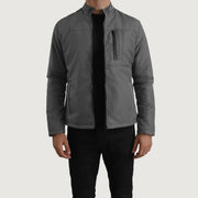 Elliot Grau Lightweight Lederjacke für Herren in Grey Full-Grain Leather - Vorderansicht &amp; maßgeschneiderte Silhouette | Online Kaufen