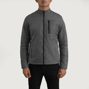 Detailansicht of Classic Collar &amp; Zipper Hardware on Elliot Grau Lightweight Lederjacke für Herren