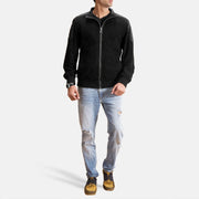 Men's Ethan Hybrid Suede Leder-Bomberjacke für Herren - Seitenansicht mit ergonomischem Ärmelschnitt