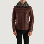 
Evan Hart Fur Braun Lederjacke für Herren in Distressed Brown Sheepskin Burnishing - Vorderansicht & maßgeschneiderte Silhouette | Online Kaufen