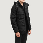 Black Full-Grain Leather Hooded Jacket - Rückansicht mit passgenauen Schultern &amp; sauberem Saum