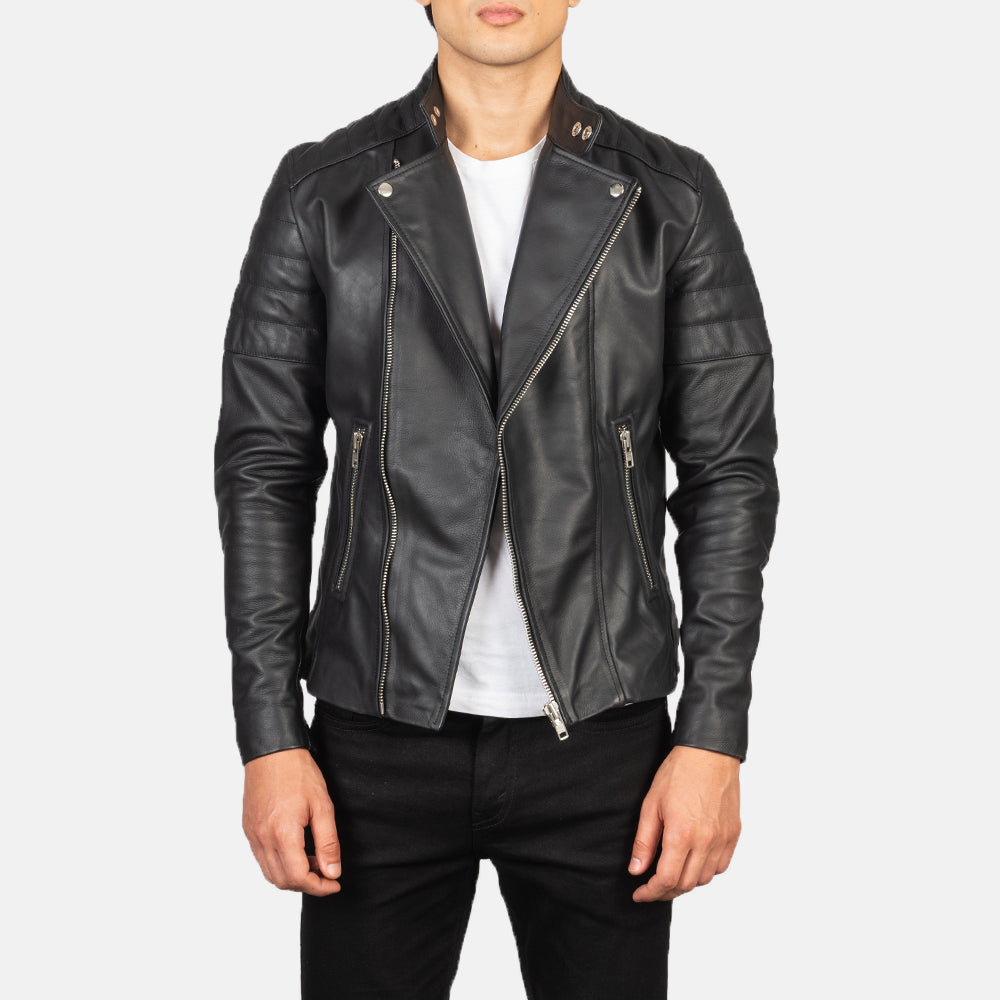Men's Faisor Mocha Suede Biker Jacket in Mocha Brown Goatskin Suede - Vorderansicht &amp; maßgeschneiderte Silhouette | Online Kaufen