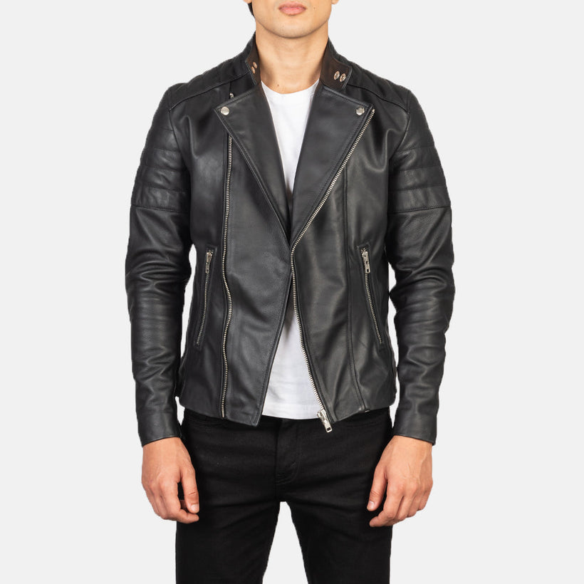 Faisor Mocha Leder-Bikerjacke für Herren