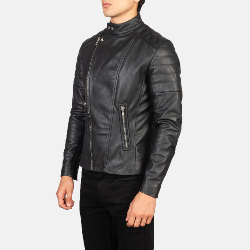 Faisor Mocha Leder-Bikerjacke für Herren