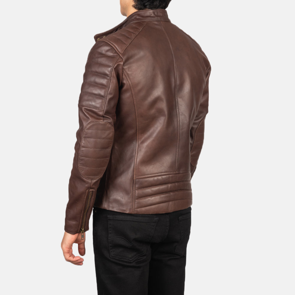 Faisor Mocha Leder-Bikerjacke für Herren – Zusätzliche Produktansicht 4