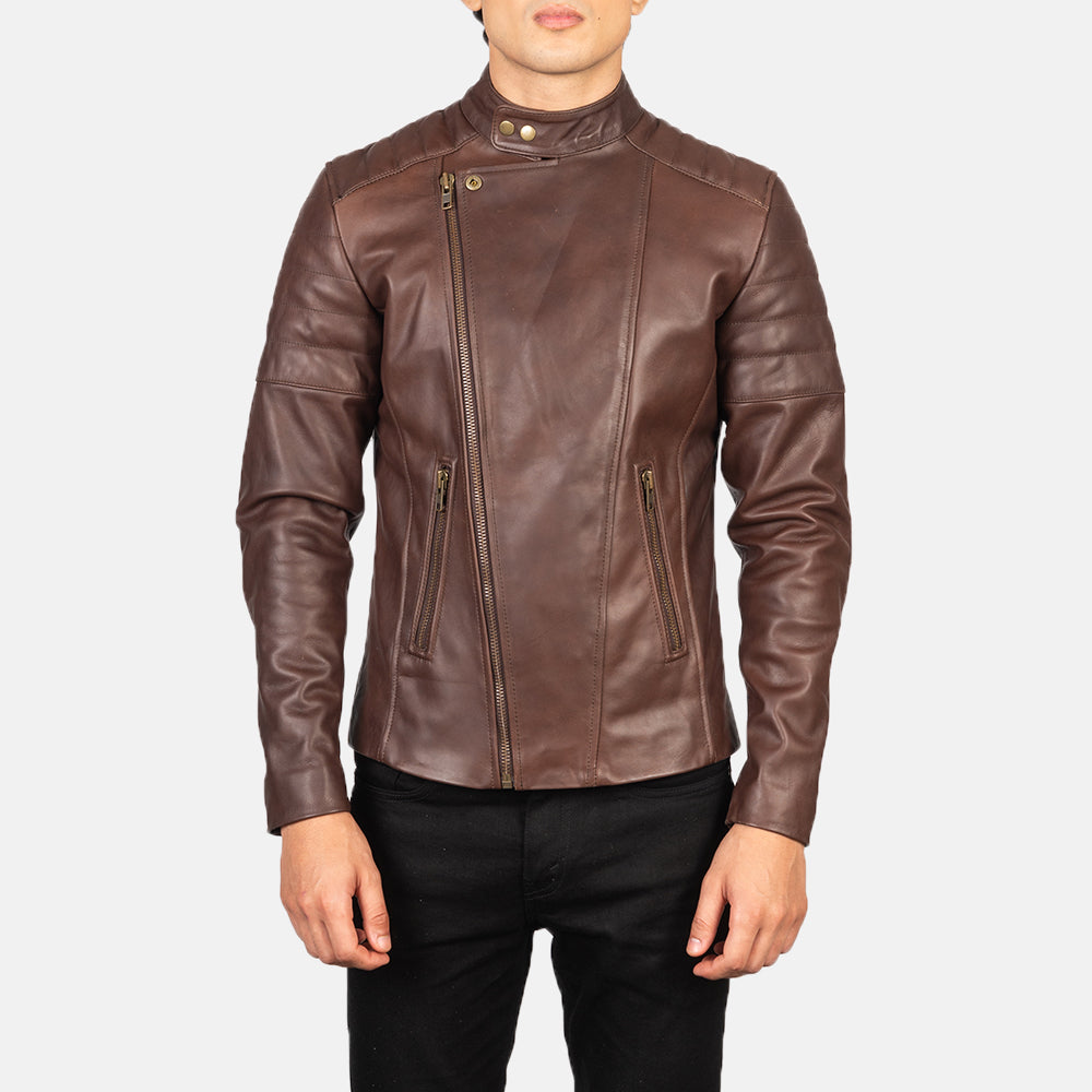 Faisor Mocha Leder-Bikerjacke für Herren – Zusätzliche Produktansicht 5