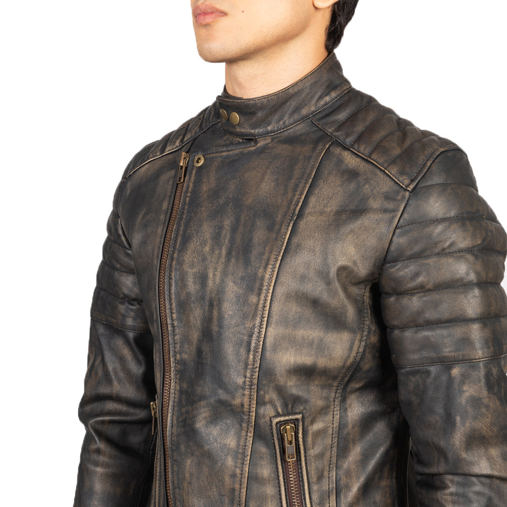 Faisor Mocha Leder-Bikerjacke für Herren – Zusätzliche Produktansicht 6