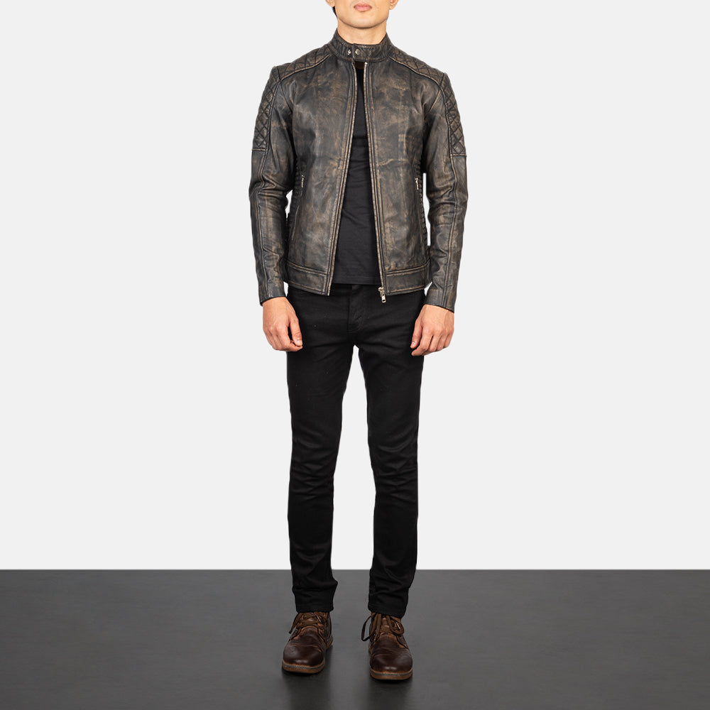 Fernando Gesteppt Leder-Bikerjacke für Herren – Zusätzliche Produktansicht 3