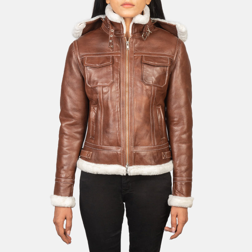 Fiona Hooded Lammfelljacke für Damen