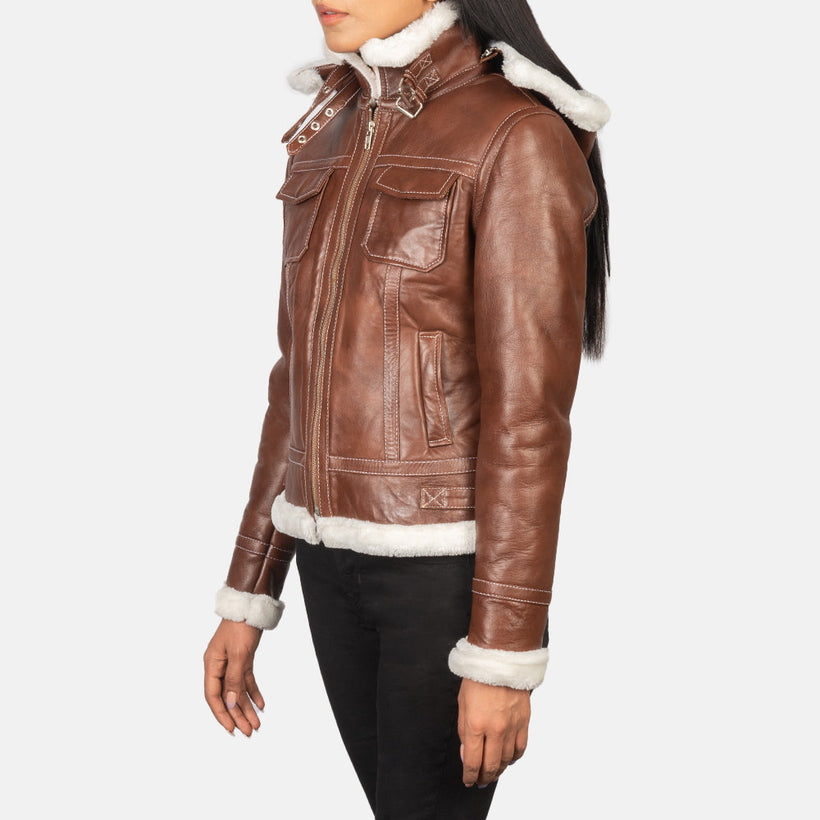 Fiona Hooded Lammfelljacke für Damen