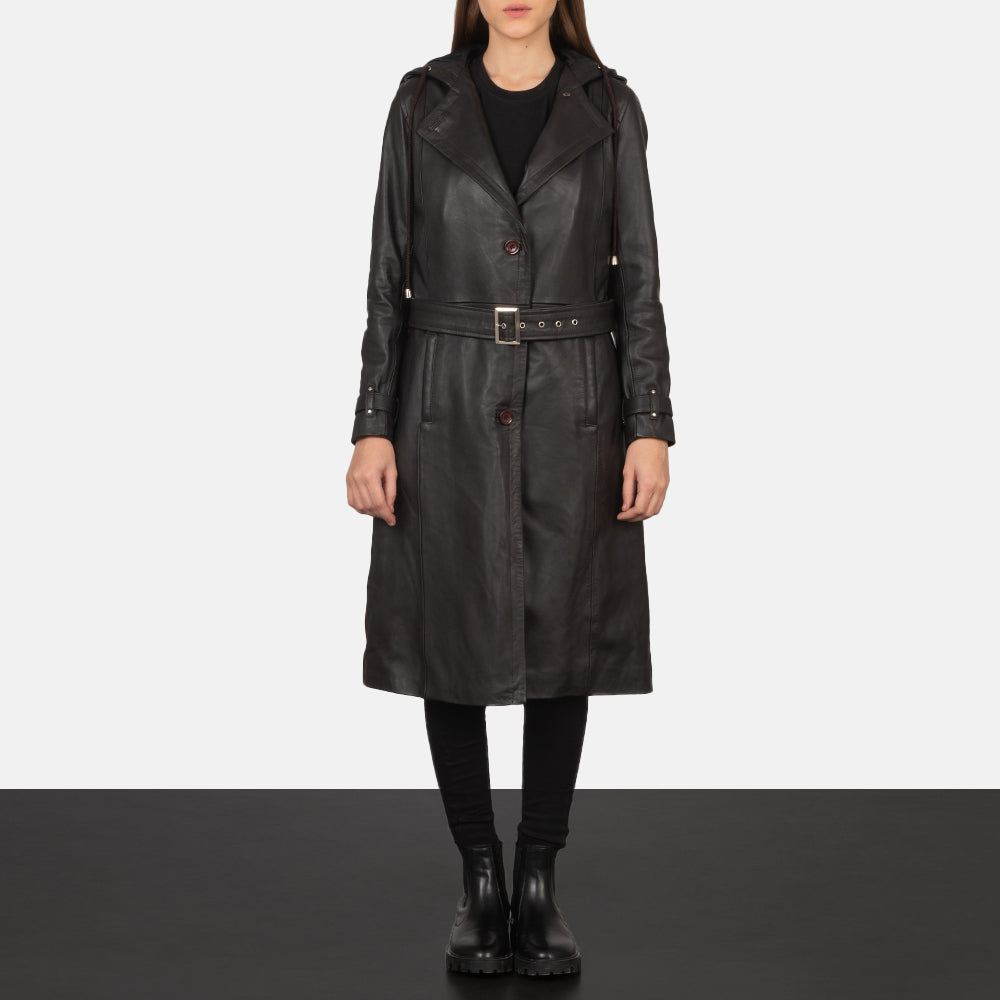 Fixon Hooded Brown Trench Coat - Seitenansicht mit ergonomischem Ärmelschnitt & sportlicher Passform