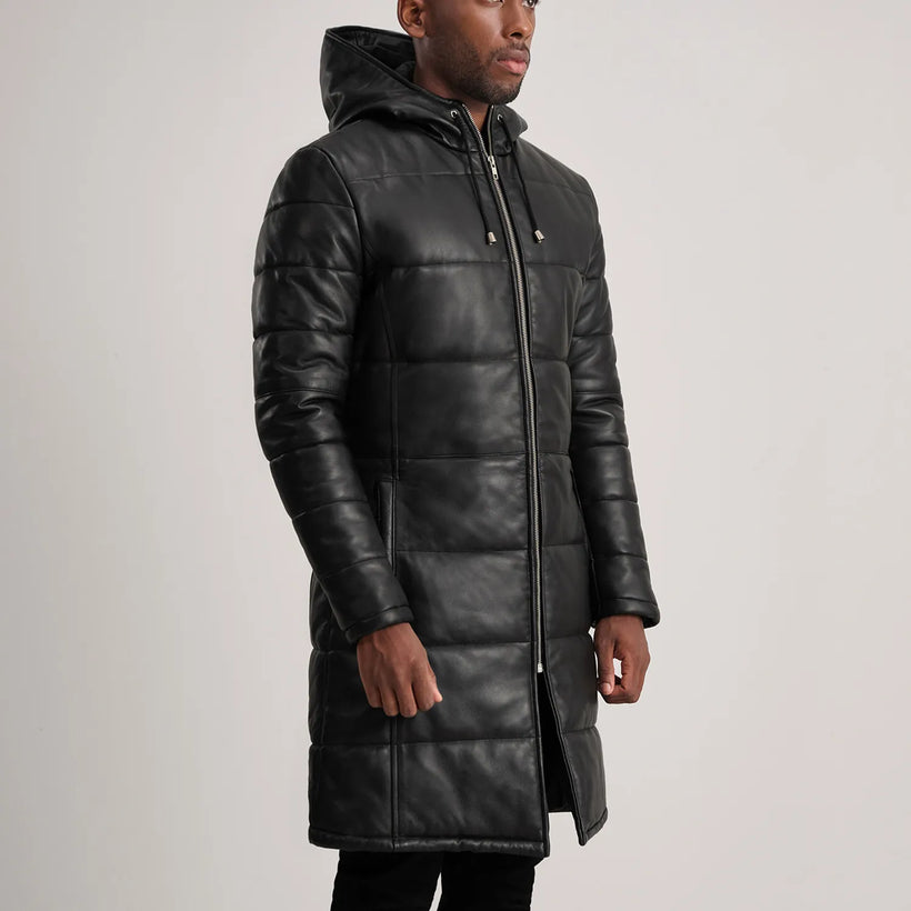 Floyd Ledermantel Hellbraun Puffer Lederjacke für Herren