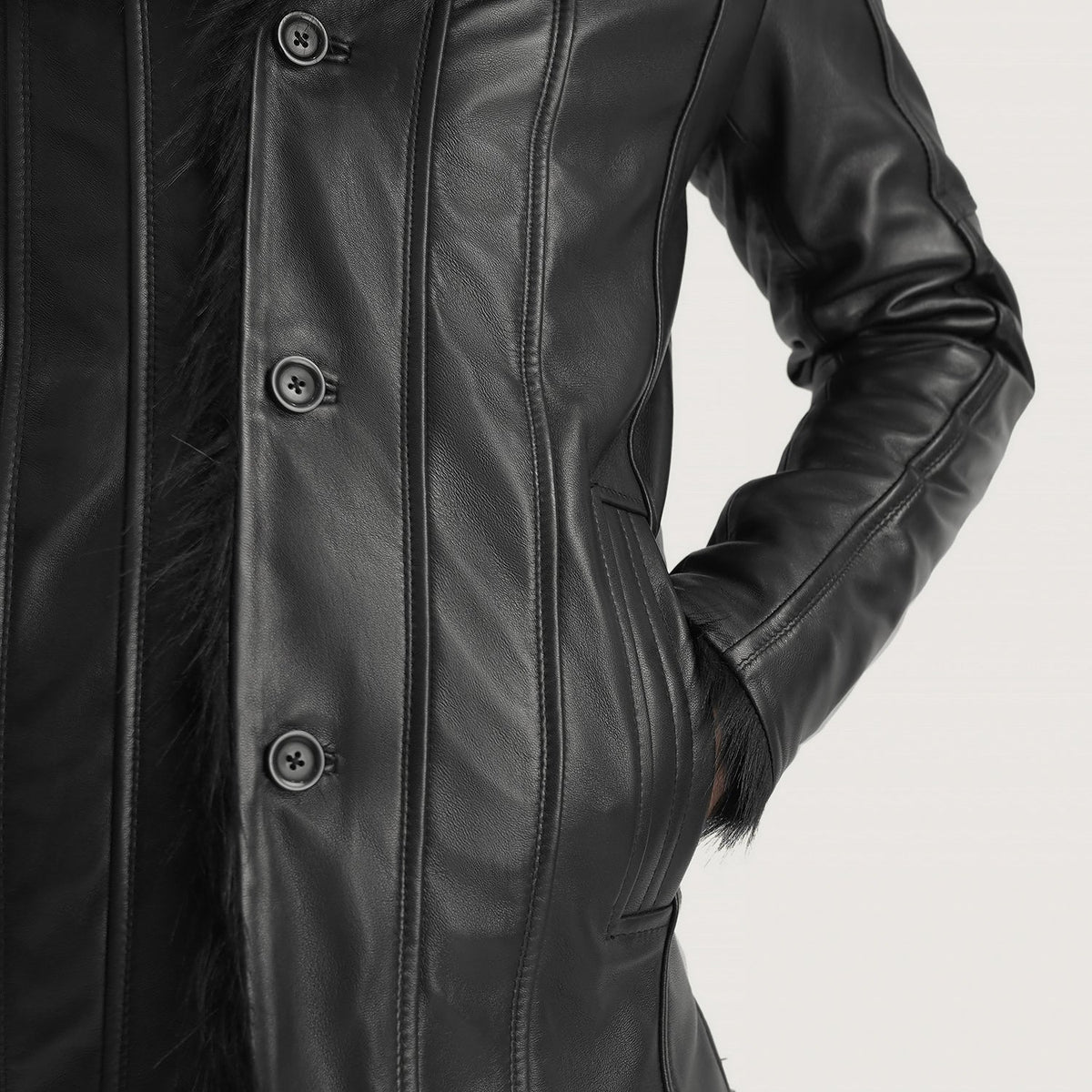 
Innenansicht Showing Faux Fur Lined (Torso) & Zwei funktionale Innentaschen