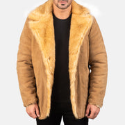 
Beige Goatskin suede Jacket - Rückansicht mit passgenauen Schultern & sauberem Saum