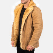 
Detailansicht of Notch & Button Hardware on Furlong Beige Leather Coat