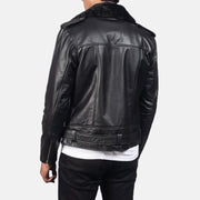 Detailansicht of Notch with Removable Fur &amp; Zipper with Waist belt Hardware on Men's Furton Black Leather Biker Jacket