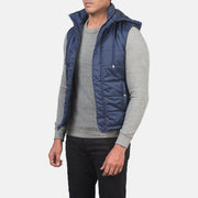 
Blue Nylon (Water-Resistant) Leather Vest - Rückansicht mit passgenauen Schultern & sauberem Saum