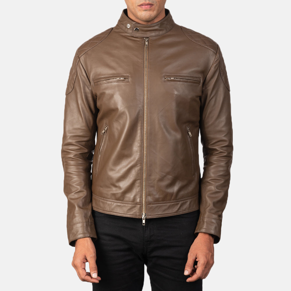 
Detailansicht of Band with snap buttons & Zipper Hardware on Gatsby Mokka Leder-Bikerjacke für Herren