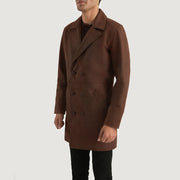 Distressed Brown Cowhide leather Coat - Rückansicht mit passgenauen Schultern &amp; sauberem Saum