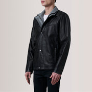 
Henrik Grey Suede Cafe Racer For Men - Seitenansicht mit ergonomischem Ärmelschnitt & sportlicher Passform