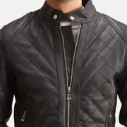 
Detailansicht of Band with Snap Button & Zipper Hardware on Henry Gesteppt Schwarz Lederjacke für Herren