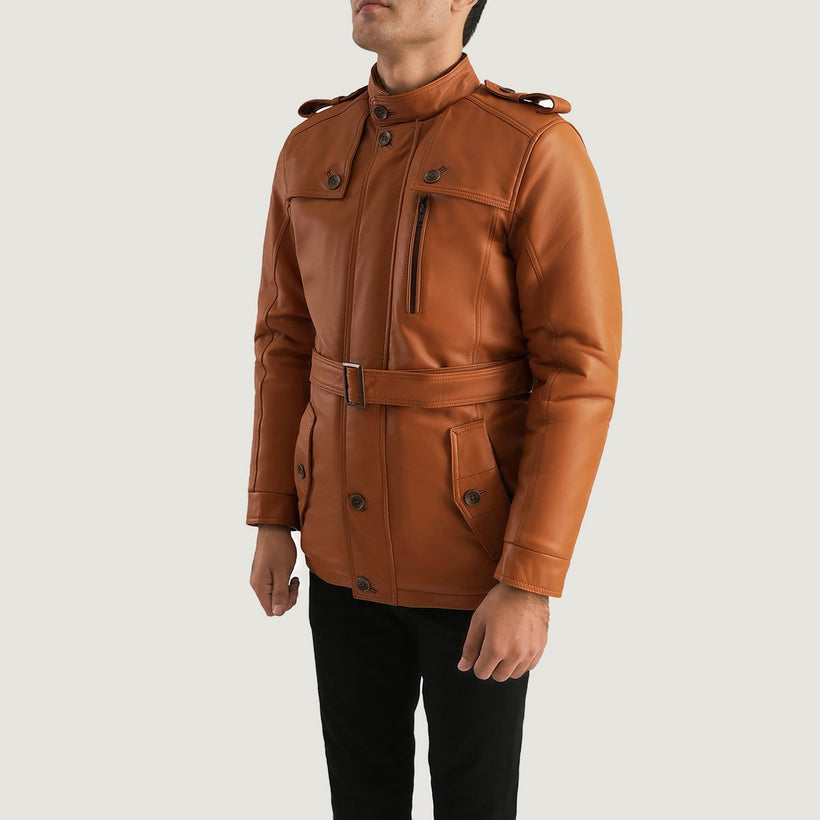 Hunter Hellbraun Braun Fur Lederjacke für Herren