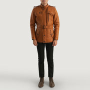 
Hunter Hellbraun Braun Fur Lederjacke für Herren - Seitenansicht mit ergonomischem Ärmelschnitt & sportlicher Passform