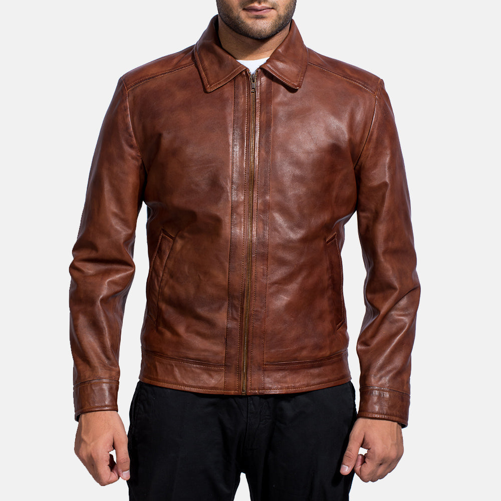
Open hem & Hem Craftsmanship Construction Detail on Inferno Braun Lederjacke für Herren