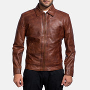 
Open hem & Hem Craftsmanship Construction Detail on Inferno Braun Lederjacke für Herren