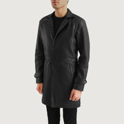Black Sheepskin leather Coat - Rückansicht mit passgenauen Schultern &amp; sauberem Saum