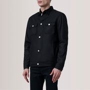 
Irwin Schwarz Waxed Canvas Field Lederjacke für Herren For Men - Seitenansicht mit ergonomischem Ärmelschnitt & sportlicher Passform