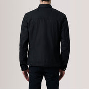 
Detailansicht of Classic Collar & Button Hardware on Irwin Schwarz Waxed Canvas Field Lederjacke für Herren For Men