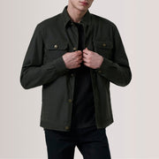 Irwin Olive Waxed Canvas Field Lederjacke für Herren For Men in Olive Waxed Cotton Canvas - Vorderansicht &amp; maßgeschneiderte Silhouette | Online Kaufen