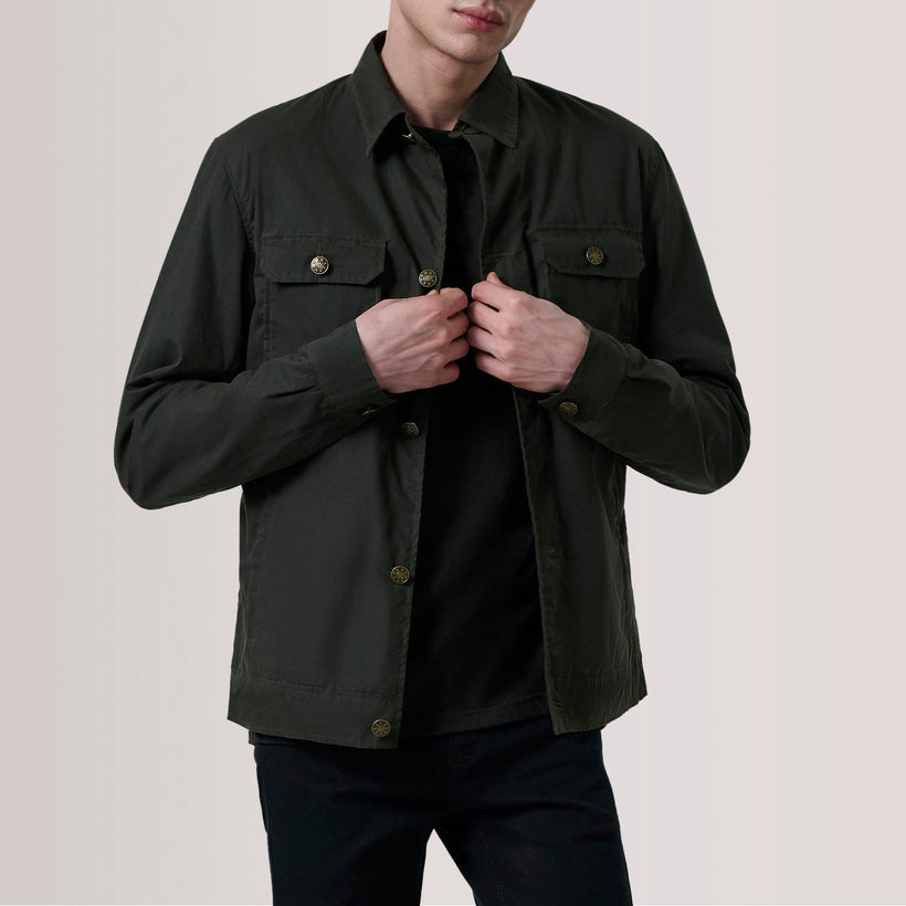 Irwin Olive Waxed Canvas Field Lederjacke für Herren