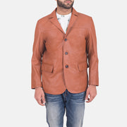 
James Hellbraun Braun Lederblazer für Herren in Brown Sheepskin Leather - Vorderansicht & maßgeschneiderte Silhouette | Online Kaufen