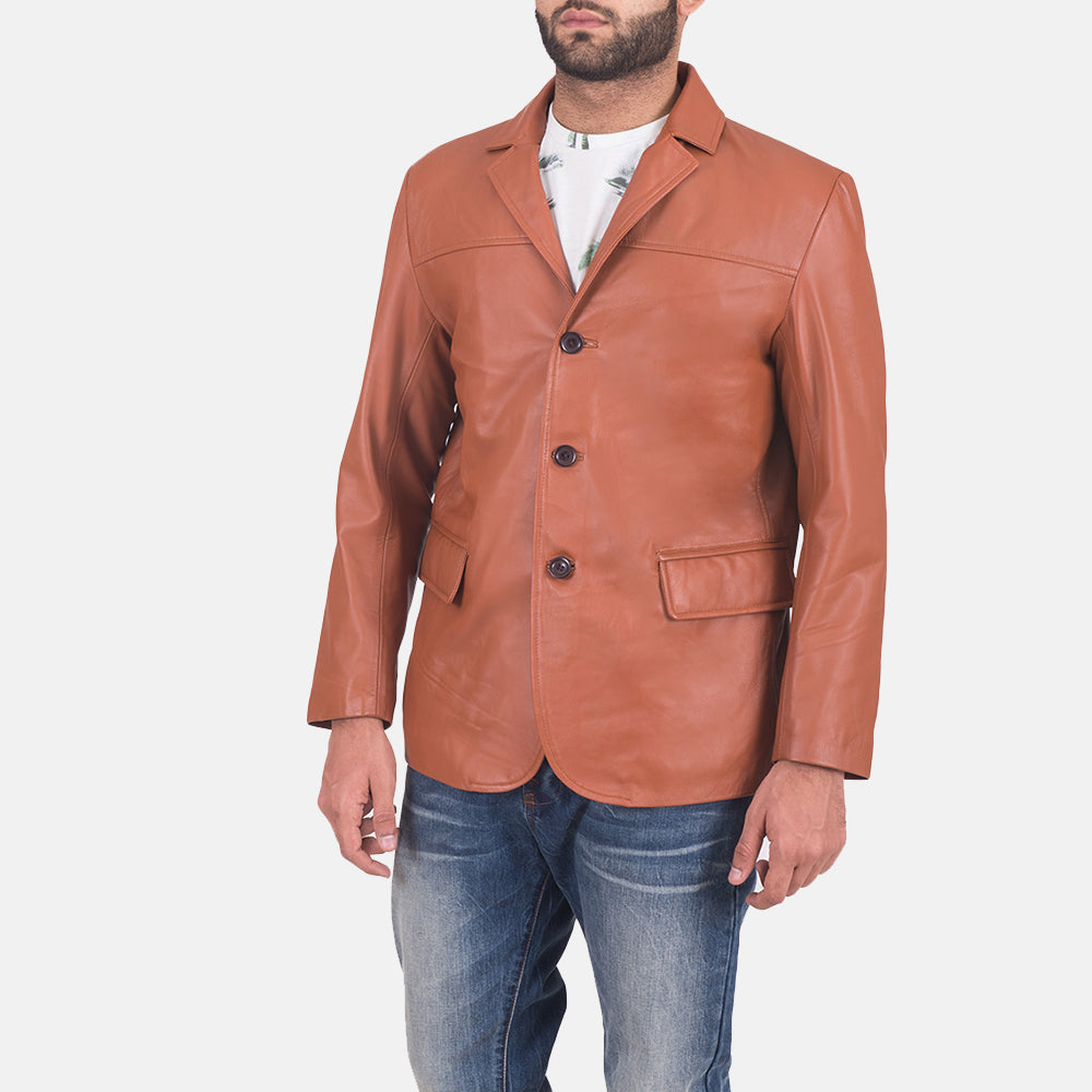 
Brown Sheepskin leather Blazer - Rückansicht mit passgenauen Schultern & sauberem Saum