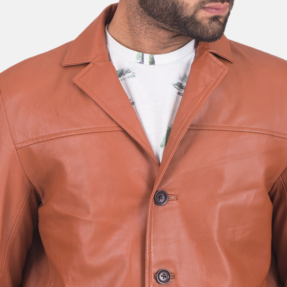 
Detailansicht of Notch & Button Hardware on James Hellbraun Braun Lederblazer für Herren