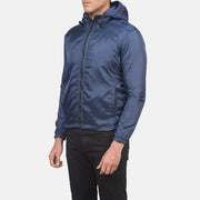 Blue Nylon Hooded Jacket - Rückansicht mit passgenauen Schultern &amp; sauberem Saum
