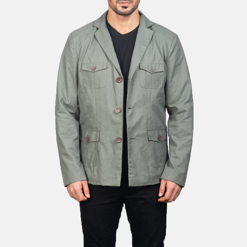 Kajetan Grau Safari-Beige Lederjacke für Herren