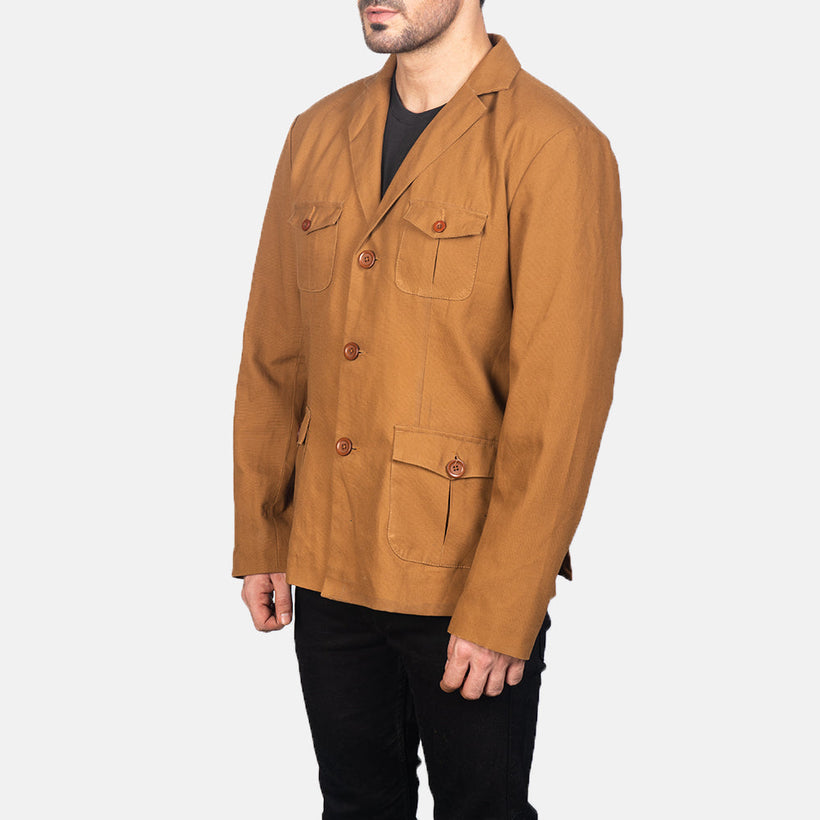 Kajetan Khaki Safari-Beige Lederjacke für Herren