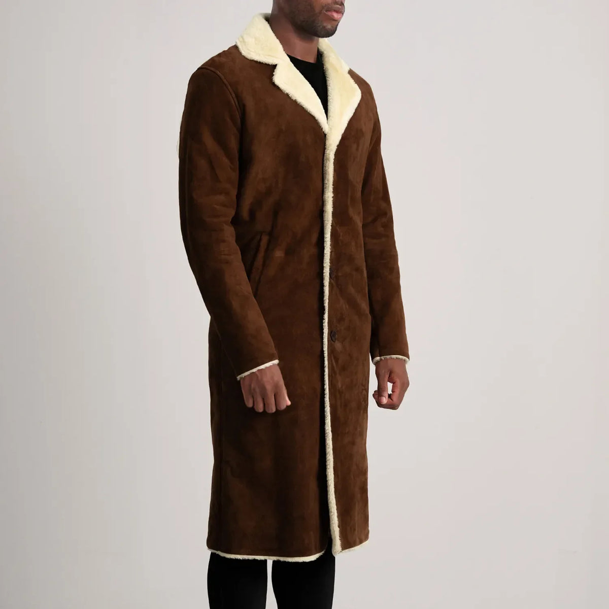 
Brown Goatskin Suede Aviator Jacket - Rückansicht mit passgenauen Schultern & sauberem Saum